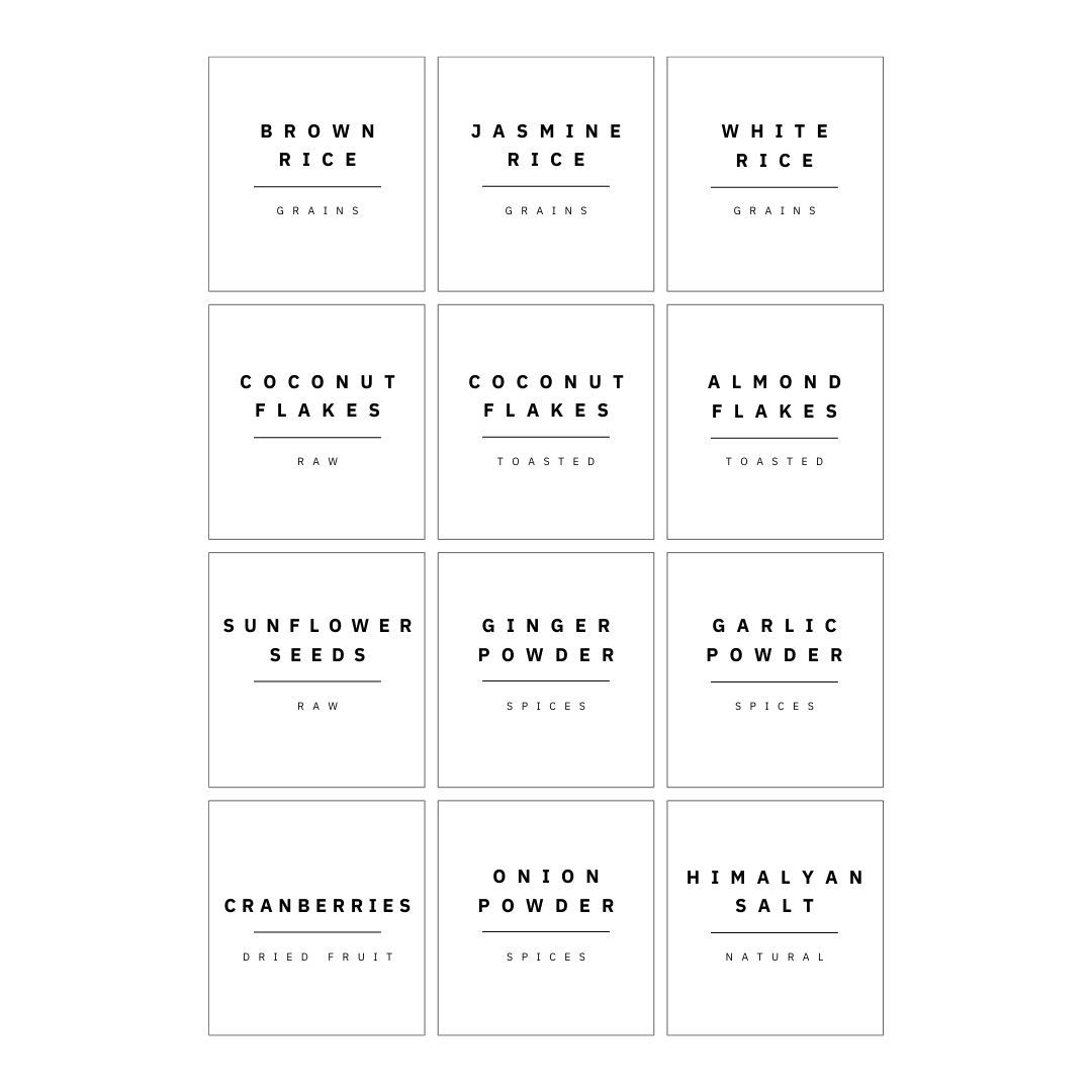 Healthy Pantry Labels (design only)